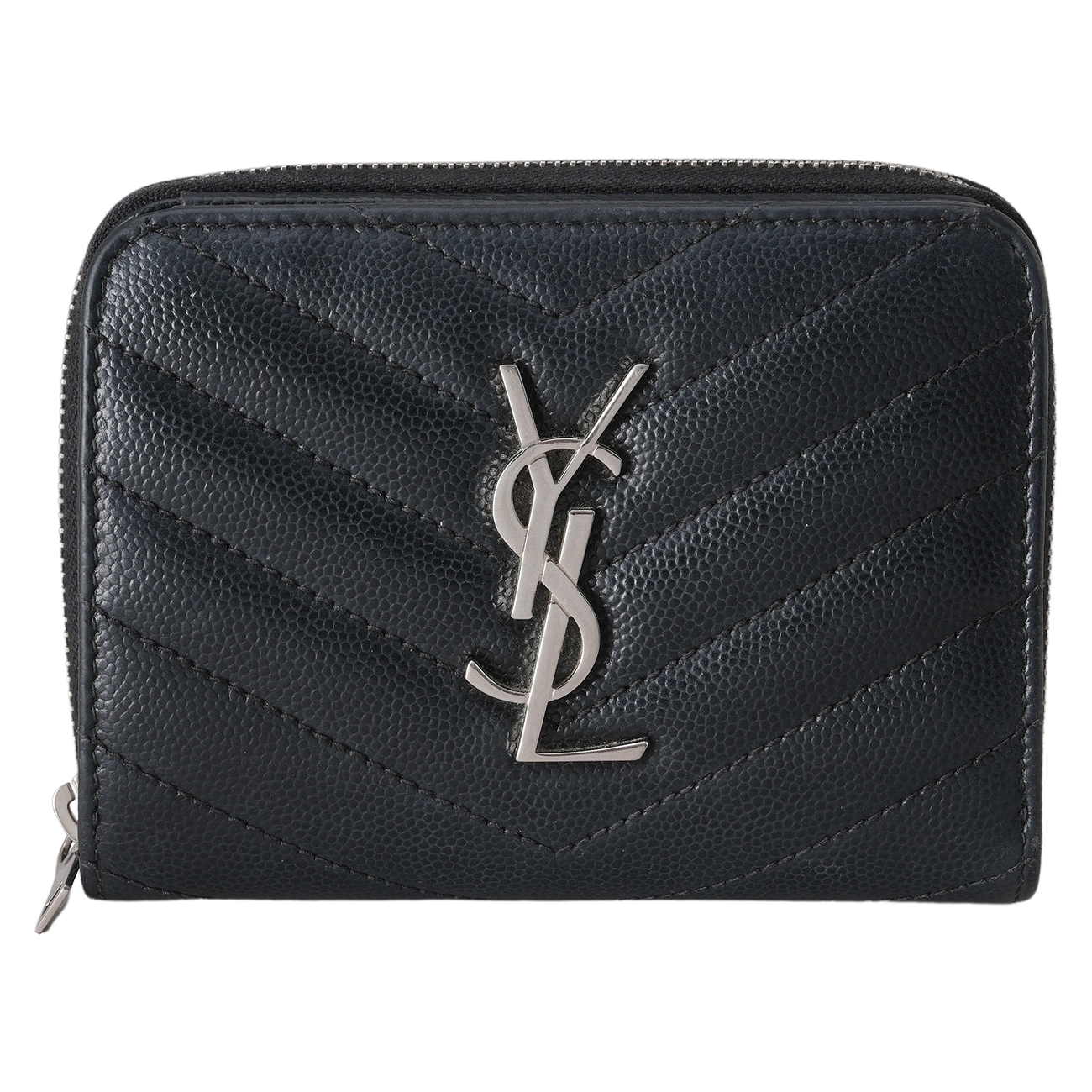 YVES SAINT LAURENT(USED)생로랑 403723 모노그램 쉐브론 컴팩트 반지갑